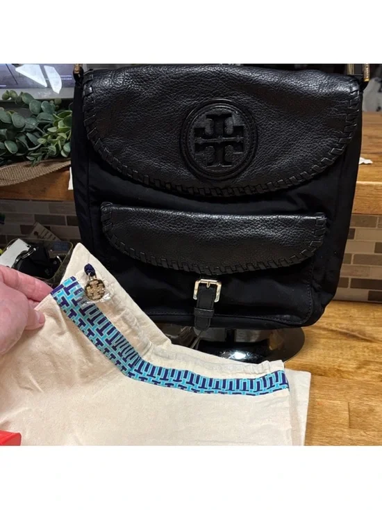 Tory Burch Marion Black Nylon Whipstitch Messenger/Diaper Bag - Picture 2 of 8